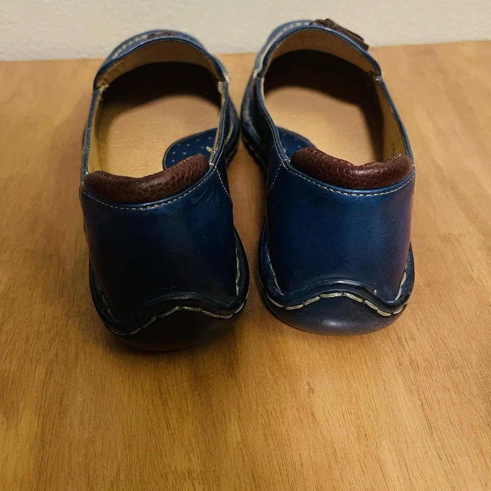 Born Handcrafted Leather Tassel Loafers Blue Brown‎ Nautical Men's Size 9.5 EUC
